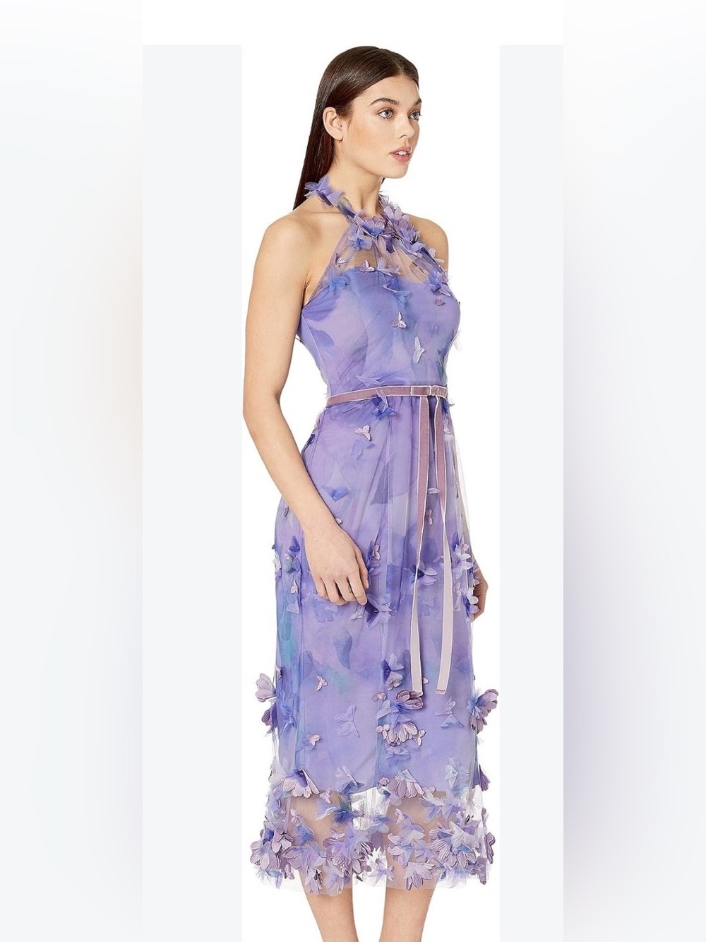 Nwt Marchesa Notte Halter Floral Appliqué cocktail party Dress